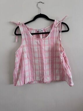 Madewell Pink and white  Tie-Shoulder Tank 100% cotton